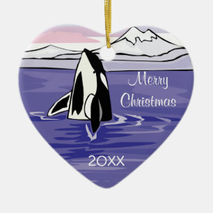 hübsche artenreiche Orca-Szene Keramik Ornament