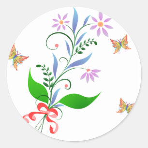 Hübsche Aufkleber für Blume und Schmetterlinge