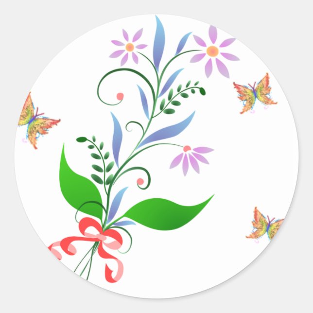 Hübsche Aufkleber für Blume und Schmetterlinge (Vorderseite)