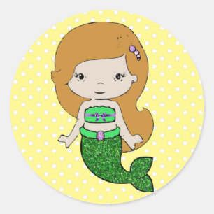 Hübsche Aufkleber für grüne und gelbe Meerjungfrau
