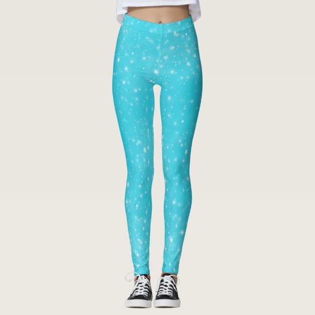 Hübsche Azure Blue Modern Star Leggings (Vorderseite)
