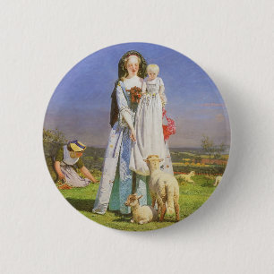 Hübsche Baa Lambs von Ford Madox Brown Button