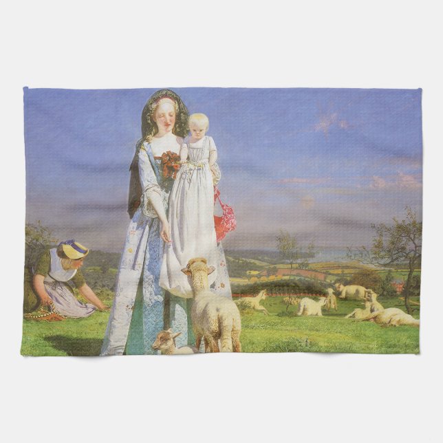 Hübsche Baa Lambs von Ford Madox Brown Geschirrtuch (Horizontal)