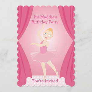 Hübsche Ballerina-Geburtstagsfeier Einladung