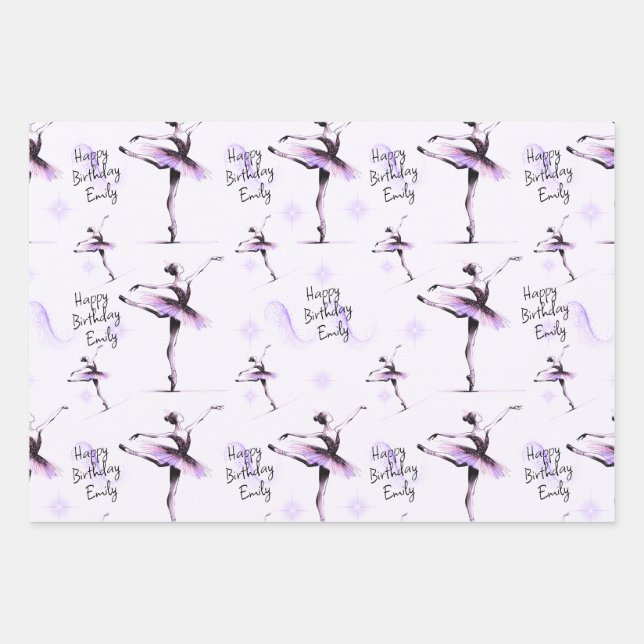 Hübsche Ballerina Geschenkpapier Set (Vorderseite)