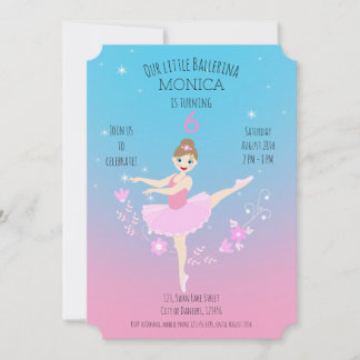 Hübsche Ballerina Girina Geburtstagsfeier Einladung