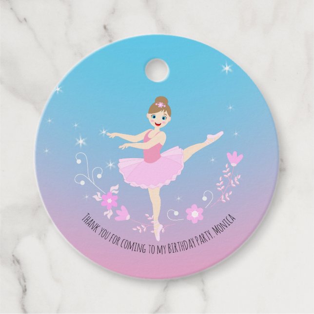 Hübsche Ballerina Girina Geburtstagsfeier Geschenkanhänger (Vorderseite)