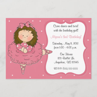 Hübsche Ballerina-Mädchen-Geburtstags-Einladung Einladung