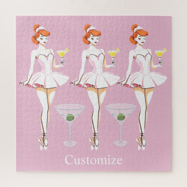 Hübsche Ballerina posiert mit Martini Thunder_Cove Puzzle (Vertikal)