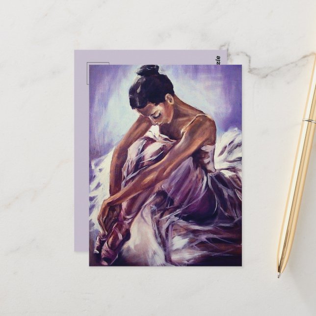 Hübsche Ballerina Print Postkarte (Vorderseite/Rückseite Beispiel)