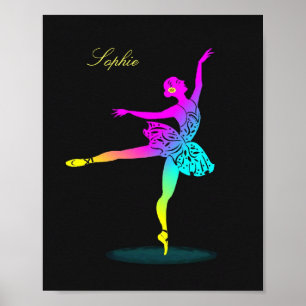 Hübsche Ballerina Rainbow Personalisiertes Poster