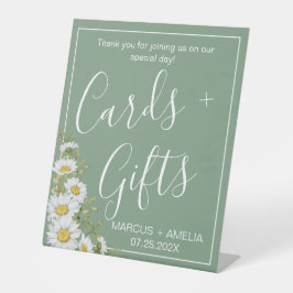 Hübsche Basil Green & White Daisies Karten und Ges Sockelschild