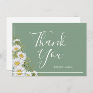 Hübsche Basil Green & White Daisies Vielen Dank Fl Dankeskarte