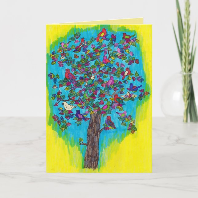 Hübsche Baum-Geburtstags-Karte Karte (Vorderseite)