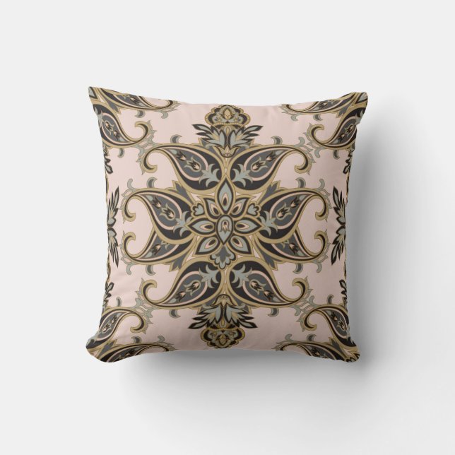 Hübsche Beige/Tan Damask Kissen (Vorderseite)