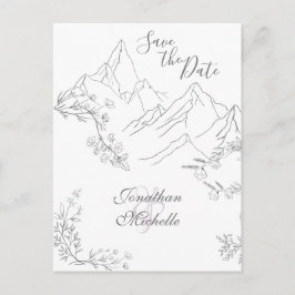 Hübsche Berge und Blume Save the Date Hochzeit Ankündigungspostkarte
