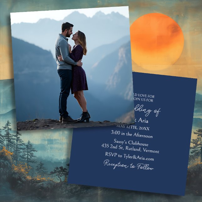 Hübsche Berge und Foto-Template-Square-Hochzeit Einladung (Von Creator hochgeladen)