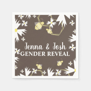 Hübsche Biene Florale Botanische Gelbe Weiße Marge Serviette