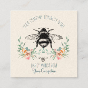 Hübsche Bienenflora-Visitenkarte Quadratische Visitenkarte