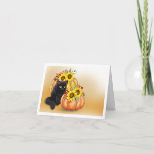 Hübsche Black Cat & Pumpkin Halloween Note Card Karte