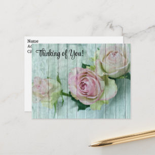 Hübsche blasse rosa Rosen Vintage - In Gedanken be Postkarte