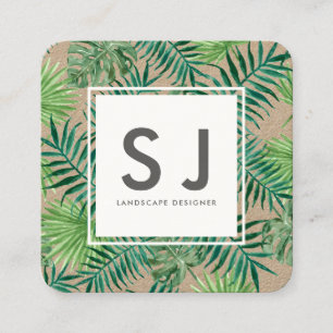 Hübsche Blätter Blume Botanischer Landschaftsdesig Quadratische Visitenkarte