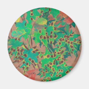 Hübsche Blätter, Blüten im Herbst, grün, gelb und Magnet