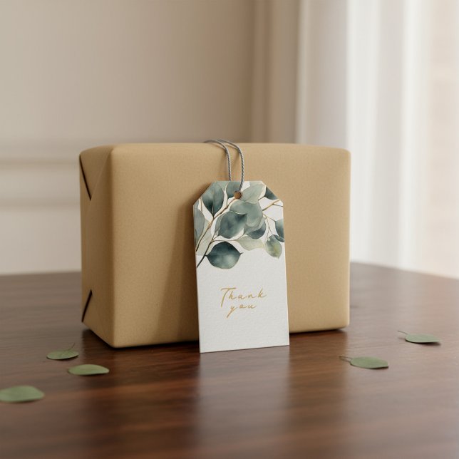 Hübsche Blätter der Eukalyptus-Zweigstelle Geschenkanhänger (Eucalyptus branch pretty leaves gift tag.)