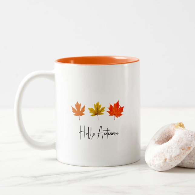 Hübsche Blätter für farbige Ahornblüten im Herbst Zweifarbige Tasse (Mit Donut)