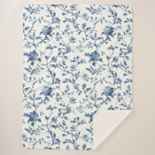 Hübsche Blau-Weiß-Blumen   Sherpadecke