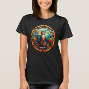 Hübsche blaue Augen Buntglas Katze T-Shirt