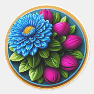 Hübsche blaue Blume #1 Runder Aufkleber