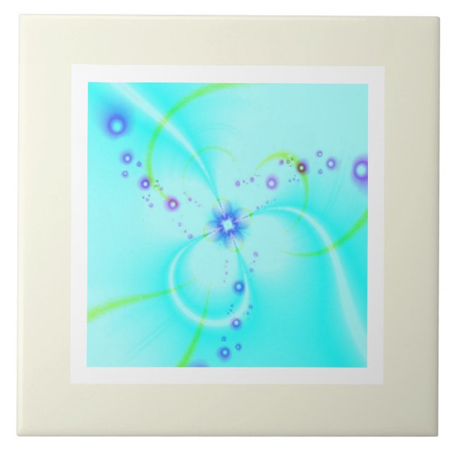 Hübsche blaue Blume Fliese (Vorderseite)