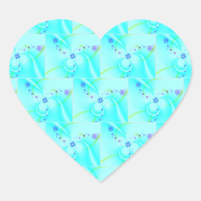 Hübsche blaue Blume Herz-Aufkleber (Vorderseite)