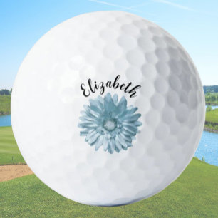 Hübsche blaue Blume individuelle Name Damen Golfball