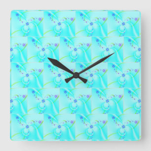 Hübsche blaue Blume Quadratische Wanduhr