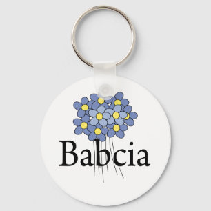 Hübsche blaue Blumen-Babcia-T-Shirt Schlüsselanhänger