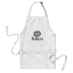 Hübsche blaue Blumen-Babcia-T-Shirt Schürze