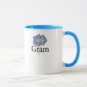 Hübsche blaue Blumen-Gram-T-Shirt Tasse
