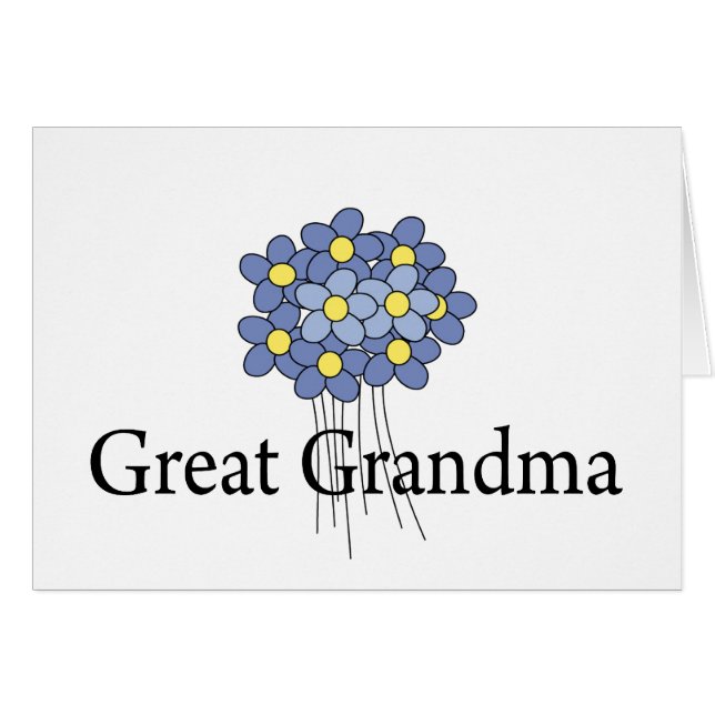 Hübsche blaue Blumen-großer Großmutter-T - Shirt (Vorderseite (Horizontal))