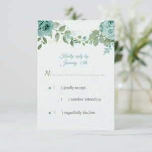 hübsche blaue Blumen grüne Blätter botanisch RSVP Karte