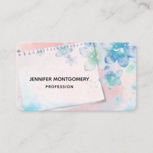 Hübsche blaue Blumen im rosa Hintergrund Visitenkarte