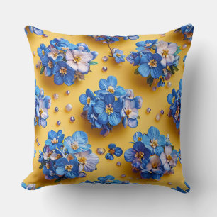 Hübsche blaue Blumen Kissen