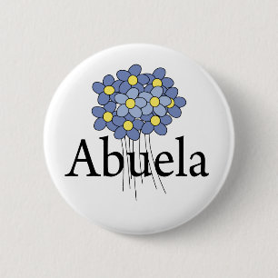 Hübsche blaue Blumen-Oma-T-Shirt Button