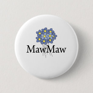 Hübsche blaue Blumen-Oma-T-Shirt Button