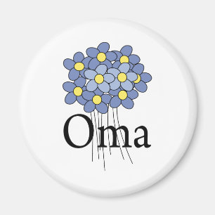 Hübsche blaue Blumen-Oma-T-Shirt Magnet