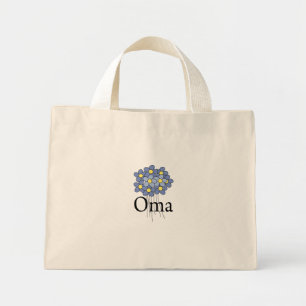 Hübsche blaue Blumen-Oma-T-Shirt Mini Stoffbeutel