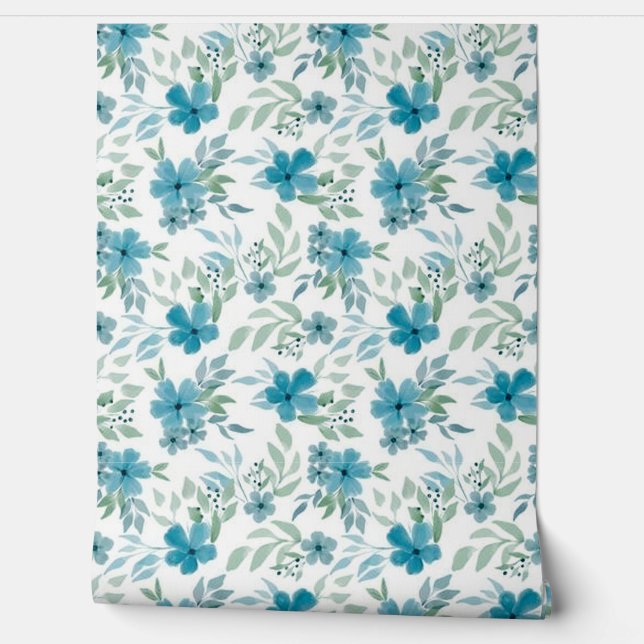 Hübsche blaue Blumen Tapete (Abrollen)