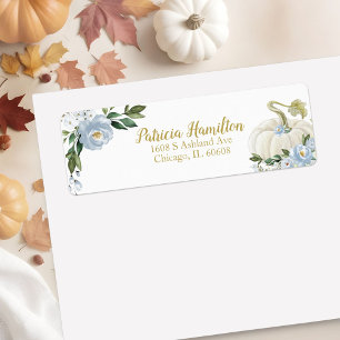 Hübsche blaue Blumige Weiße Kürbis Herbst Baby Sho