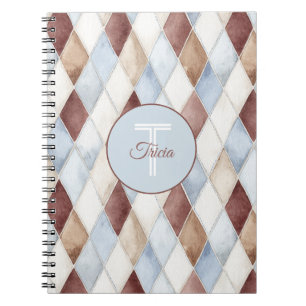Hübsche Blaue Creme Beige Braun Diamanten   Notizblock